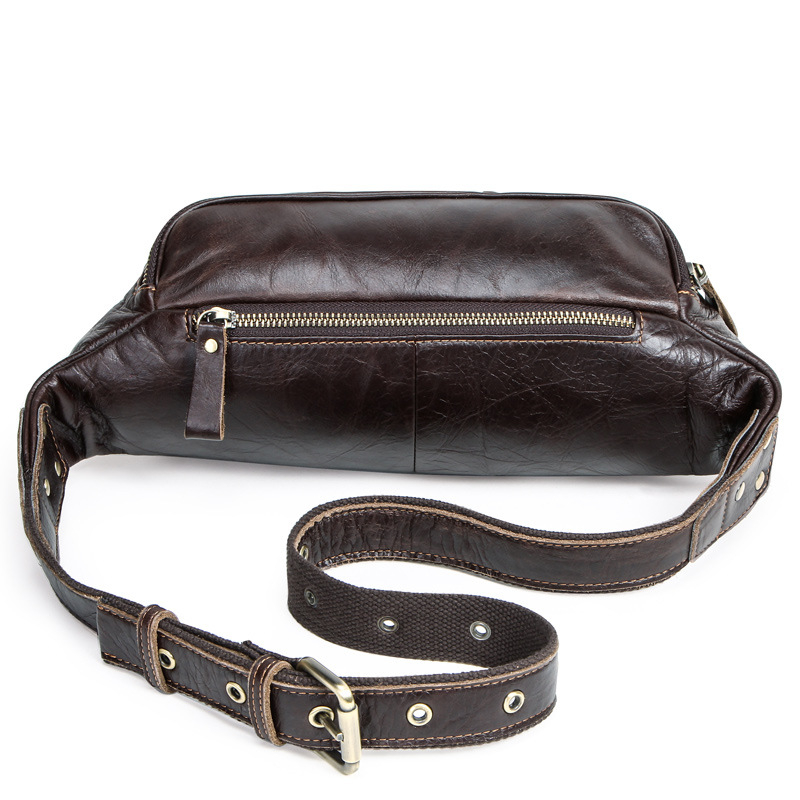 Muška torbica za pojas od kože prvog sloja, vodootporna i prozračna, ulični stil chest bag