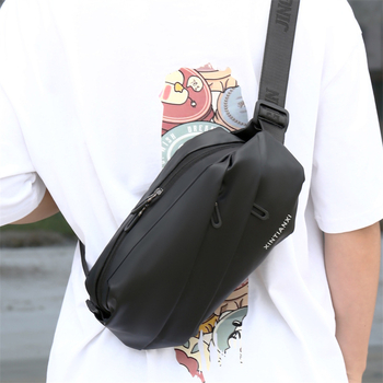 Geantă de piept pentru bărbați – impermeabil, material Oxford, căptușeală din poliester, imprimeu solid, pentru utilizare zilnică