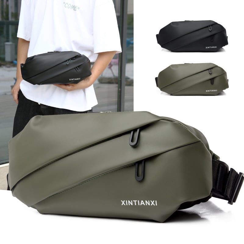 Geantă de piept pentru bărbați – impermeabil, material Oxford, căptușeală din poliester, imprimeu solid, pentru utilizare zilnică