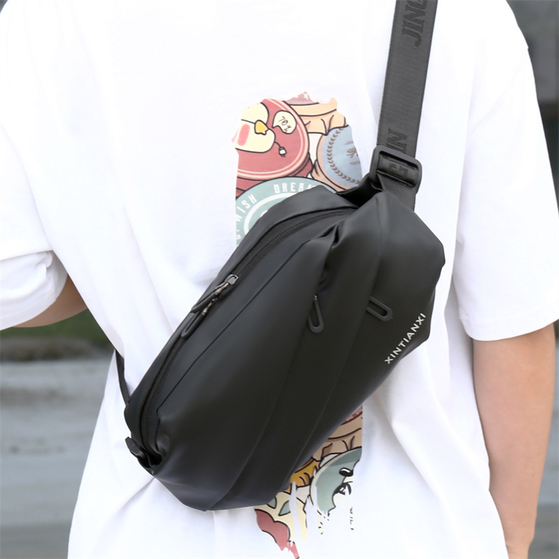 Geantă de piept pentru bărbați – impermeabil, material Oxford, căptușeală din poliester, imprimeu solid, pentru utilizare zilnică