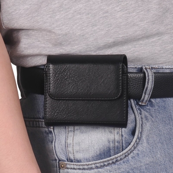 Geantă de talie pentru bărbați din PU, anti-furt, stil urban minimalist, design orizontal, buzunar pentru carduri