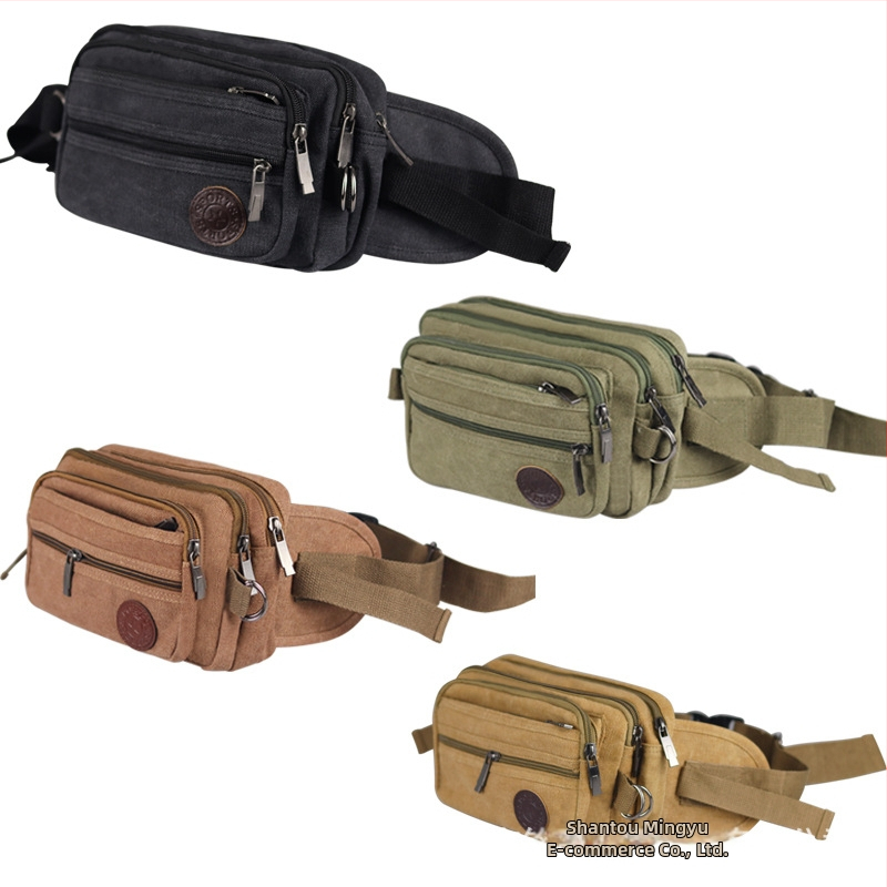 Geantă de talie din pânză pentru sport, unisex, respirabilă, rezistentă la uzură, anti-furt, fermoar, căptușeală poliester, stil stradal