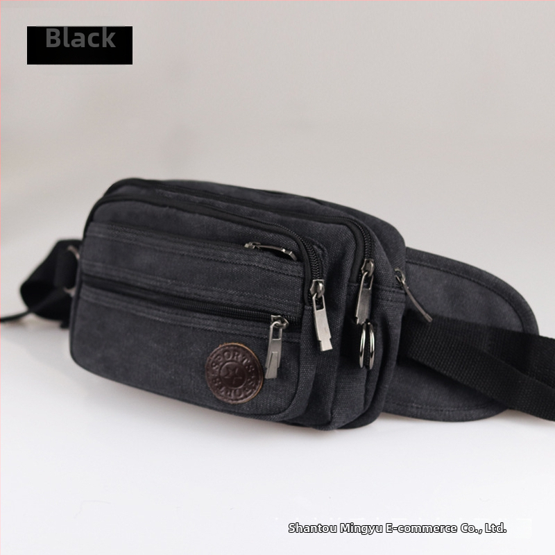 Geantă de talie din pânză pentru sport, unisex, respirabilă, rezistentă la uzură, anti-furt, fermoar, căptușeală poliester, stil stradal