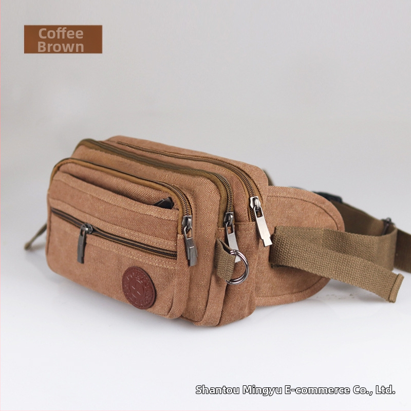 Geantă de talie din pânză pentru sport, unisex, respirabilă, rezistentă la uzură, anti-furt, fermoar, căptușeală poliester, stil stradal