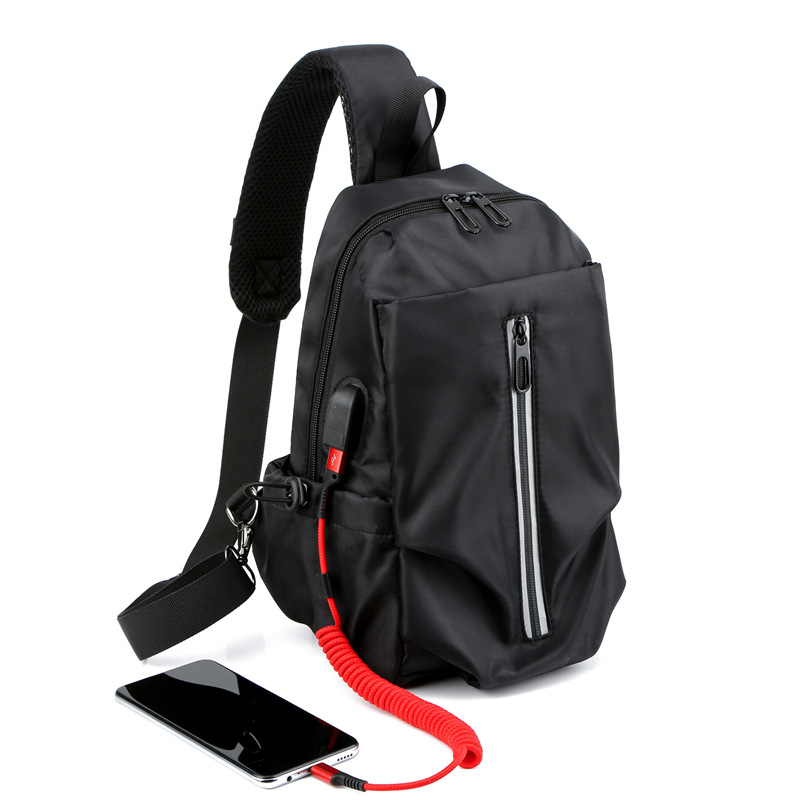 Feisha Muška torbica za prsa s USB punjenjem, Oxford platno, vodootporna, ultralagana, otporna na habanje