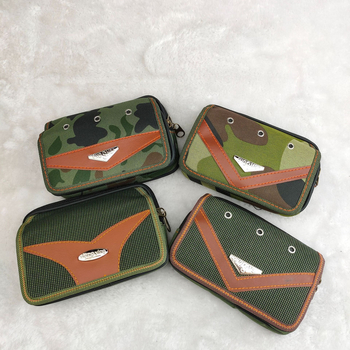 Geantă de talie pentru bărbați din Oxford cu fermoar, buzunar pentru telefon și buzunar pentru ID, design anti-furt, model geometric, formă orizontală pătrată