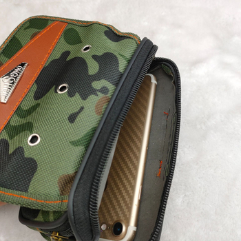 Geantă de talie pentru bărbați din Oxford cu fermoar, buzunar pentru telefon și buzunar pentru ID, design anti-furt, model geometric, formă orizontală pătrată