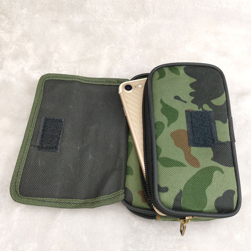 Geantă de talie pentru bărbați din Oxford cu fermoar, buzunar pentru telefon și buzunar pentru ID, design anti-furt, model geometric, formă orizontală pătrată