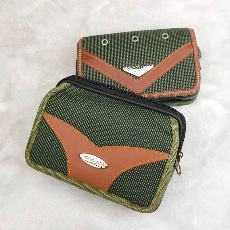 Geantă de talie pentru bărbați din Oxford cu fermoar, buzunar pentru telefon și buzunar pentru ID, design anti-furt, model geometric, formă orizontală pătrată