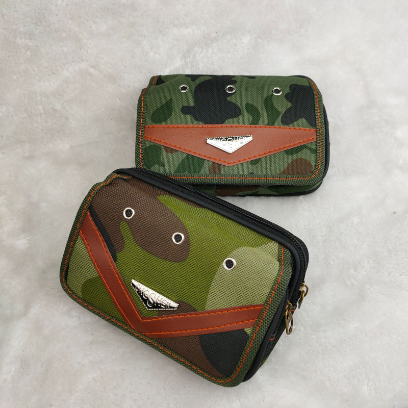 Geantă de talie pentru bărbați din Oxford cu fermoar, buzunar pentru telefon și buzunar pentru ID, design anti-furt, model geometric, formă orizontală pătrată