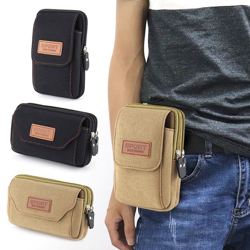 Geantă de talie pentru telefon pentru bărbați, cu curea, multifuncțională, orientare orizontală și verticală, pentru călătorii de agrement