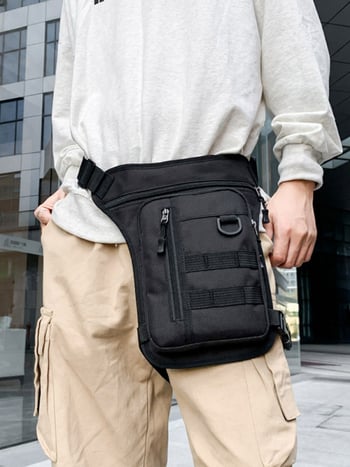 Mengsi Wei Geantă din nailon impermeabilă pentru talie și picior, pentru bărbați, cu căptușală din poliester