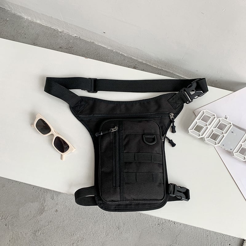 Mengsi Wei Geantă din nailon impermeabilă pentru talie și picior, pentru bărbați, cu căptușală din poliester