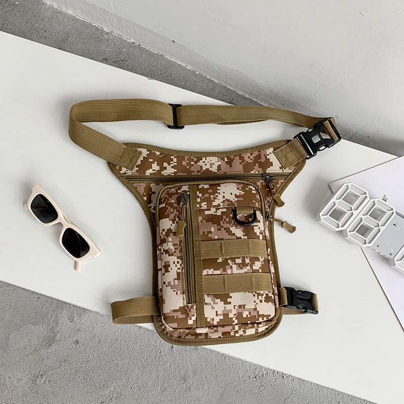 Mengsi Wei Geantă din nailon impermeabilă pentru talie și picior, pentru bărbați, cu căptușală din poliester