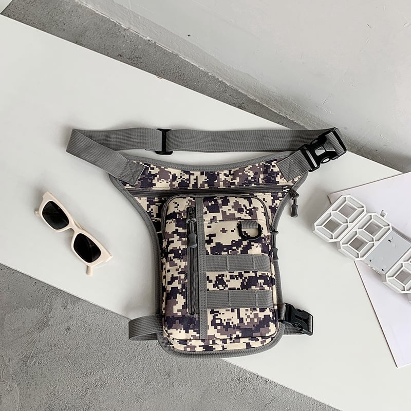 Mengsi Wei Geantă din nailon impermeabilă pentru talie și picior, pentru bărbați, cu căptușală din poliester