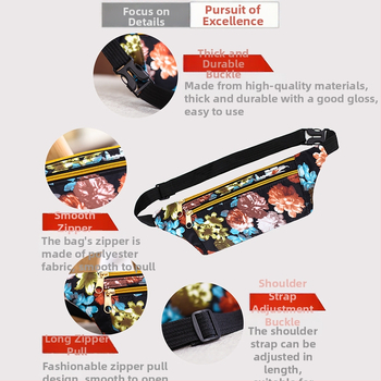 Pánska vrecková taška s etnickým kvetinovým vzorom, Oxford látka, zips, znižovanie zaťaženia, cross-body