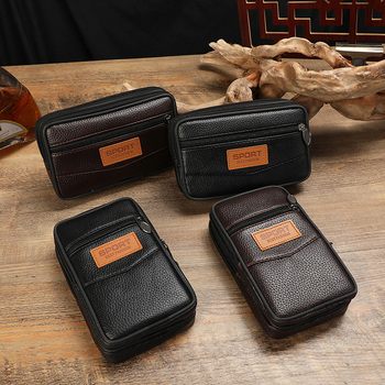 Borsetă de talie din piele pentru bărbați, stil urban minimalist, impermeabil, căptușeală poliester