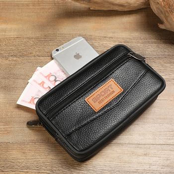 Borsetă de talie din piele pentru bărbați, stil urban minimalist, impermeabil, căptușeală poliester