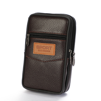 Borsetă de talie din piele pentru bărbați, stil urban minimalist, impermeabil, căptușeală poliester