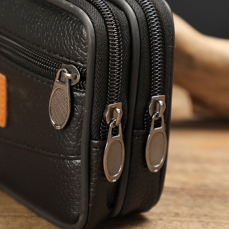 Borsetă de talie din piele pentru bărbați, stil urban minimalist, impermeabil, căptușeală poliester