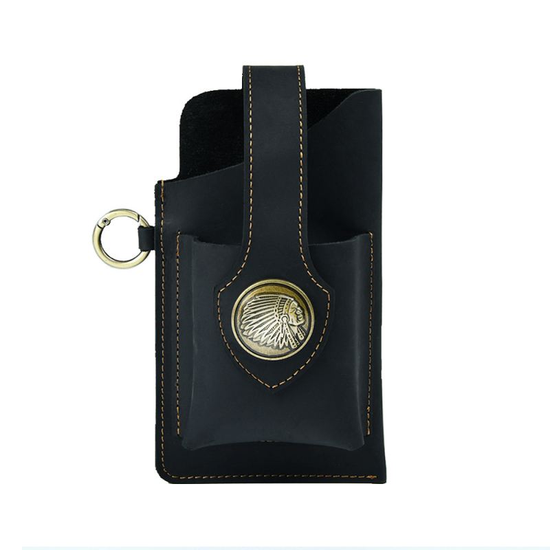 Geantă de talie sport din piele naturală, primul strat de piele de vițel, respirabilă și rezistentă la uzură, pentru bărbați, stil retro pentru activități în aer liber, brand Aipi Tribe