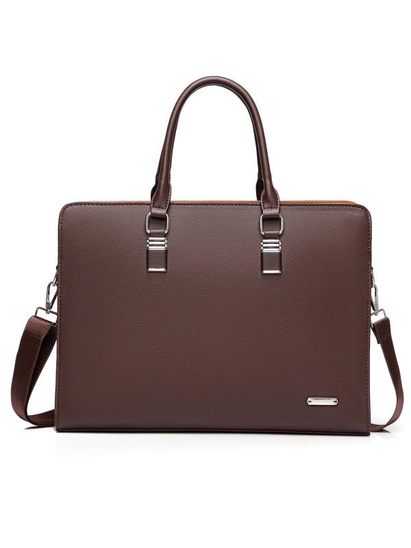 Geantă de afaceri cu stil urban minimalist, piele autentică, capacitate mare, căptușeală din poliester, rezistentă la uzură.