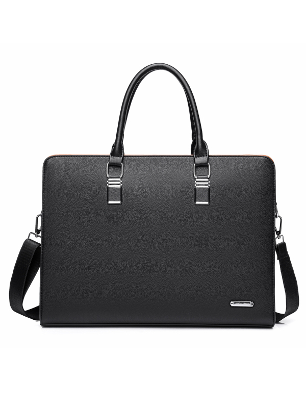 Geantă de afaceri cu stil urban minimalist, piele autentică, capacitate mare, căptușeală din poliester, rezistentă la uzură.