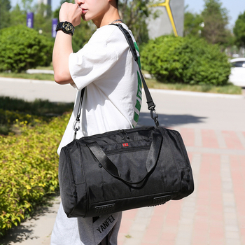 Pánska cestovná taška cez rameno pre mužov, veľká kapacita 36-55L, Oxford látka, podšívka z polyesteru, jednofarebný vzor