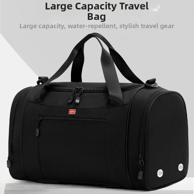 Pánska cestovná taška cez rameno pre mužov, veľká kapacita 36-55L, Oxford látka, podšívka z polyesteru, jednofarebný vzor