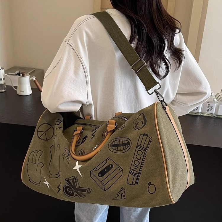 Putna torba s odjeljkom suho-mokro, unisex, 36–55L, platno, prozračna i proširiva