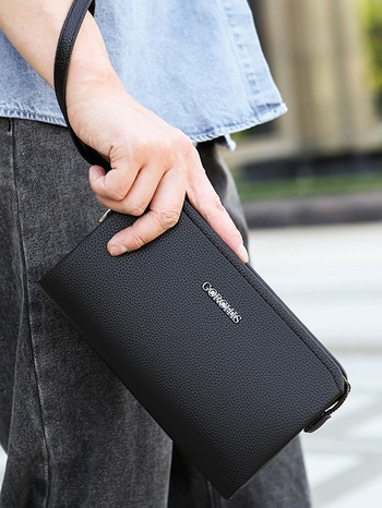 Muški poslovni clutch torba s anti-theft zaključavanjem otiska prsta, PU materijal, dugačak novčanik i više pretinaca za kartice