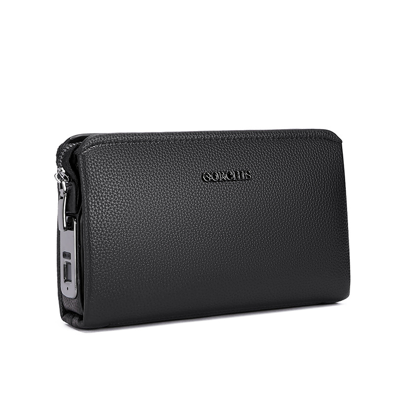 Muški poslovni clutch torba s anti-theft zaključavanjem otiska prsta, PU materijal, dugačak novčanik i više pretinaca za kartice