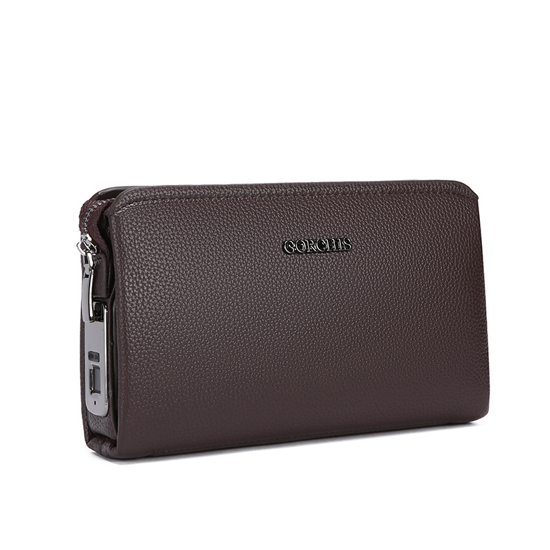 Muški poslovni clutch torba s anti-theft zaključavanjem otiska prsta, PU materijal, dugačak novčanik i više pretinaca za kartice