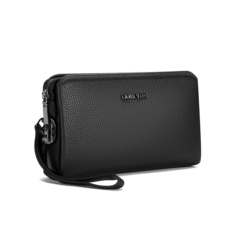 Muški poslovni clutch torba s anti-theft zaključavanjem otiska prsta, PU materijal, dugačak novčanik i više pretinaca za kartice