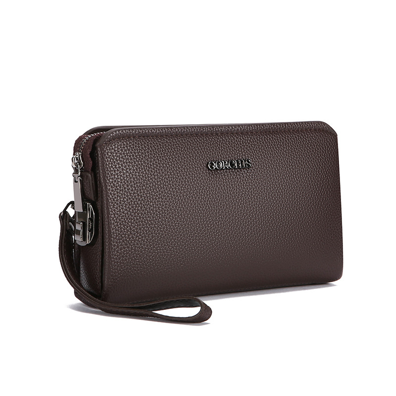 Muški poslovni clutch torba s anti-theft zaključavanjem otiska prsta, PU materijal, dugačak novčanik i više pretinaca za kartice