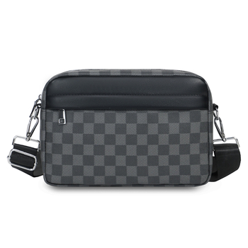 Muška PU crossbody torba preko ramena, poslovni put stil, jednofarbni uzorak, podstava od poliestera i pamuka, Zima 2025