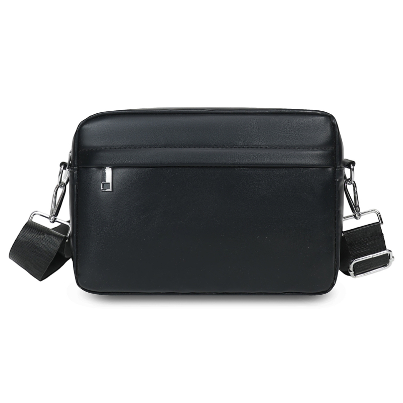 Muška PU crossbody torba preko ramena, poslovni put stil, jednofarbni uzorak, podstava od poliestera i pamuka, Zima 2025