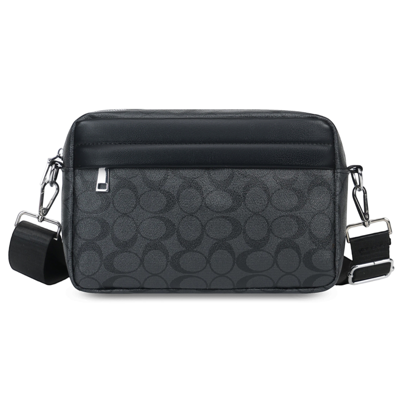 Muška PU crossbody torba preko ramena, poslovni put stil, jednofarbni uzorak, podstava od poliestera i pamuka, Zima 2025