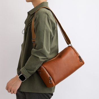 Muška kožna crossbody torba — gradska jednostavnost, koža prvog sloja teleće kože, prozračna i spremna za pohranu, podstava od poliestera