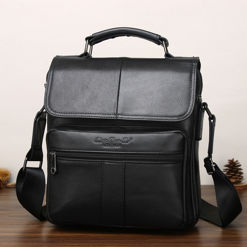 Muška crossbody torba od prave kože – prva sloj goveđe kože, poliester podstava