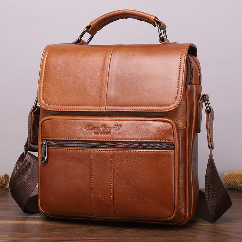 Muška crossbody torba od prave kože – prva sloj goveđe kože, poliester podstava