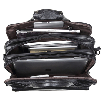 Valódi bőrből készült üzleti táska – elit stílus, belső poliészter-pamut bélés, kopásálló, bővíthető kapacitás