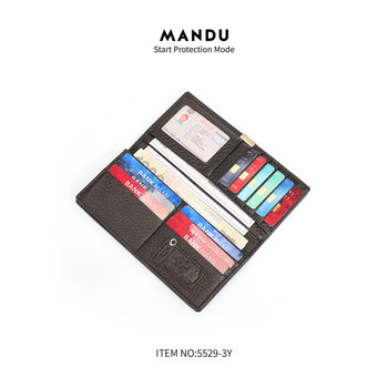 Férfi hosszú pénztárca valódi bőrből – első réteg marhabőr, lopás elleni védelem, vízálló, kopásálló, megnövelt kapacitás