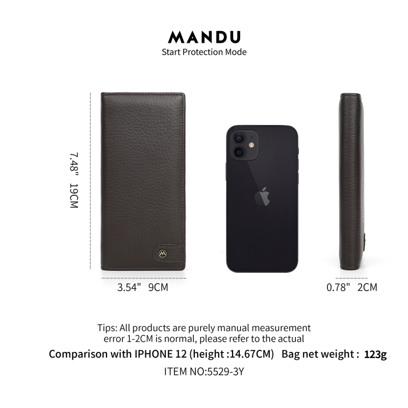 Férfi hosszú pénztárca valódi bőrből – első réteg marhabőr, lopás elleni védelem, vízálló, kopásálló, megnövelt kapacitás