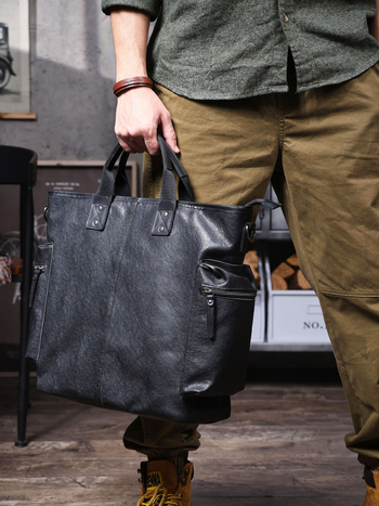 Férfi bőr üzleti táska, felső réteg marhabőrből, növényi pácolt bőr, egyszínű dizájn, poliészter–gyapot belső, ideális üzleti utakhoz