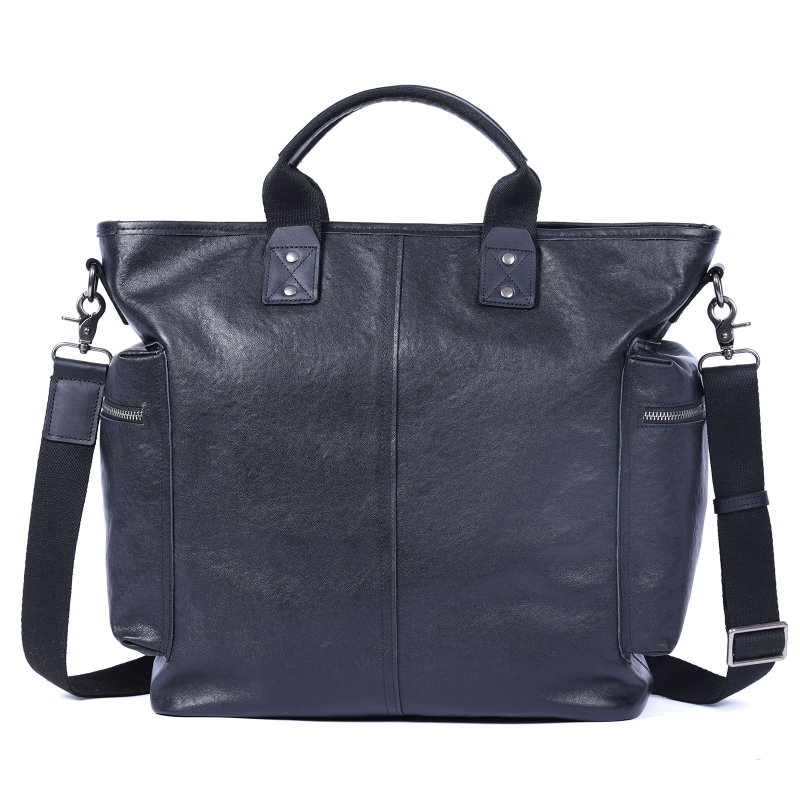 Férfi bőr üzleti táska, felső réteg marhabőrből, növényi pácolt bőr, egyszínű dizájn, poliészter–gyapot belső, ideális üzleti utakhoz