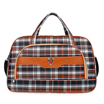 Cestovná taška pod 20 l s hliníkovým rámom na otváranie, zámok, jednoramenný popruh, mäkká rukoväť, polyester, károvany vzor, Oxford podšívka