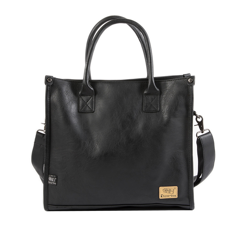 PU bőrből készült férfi messenger táska, vízszintes négyzet alakú, cipzáras záródás, kompatibilis 16 hüvelykes laptophoz, belső zsebek