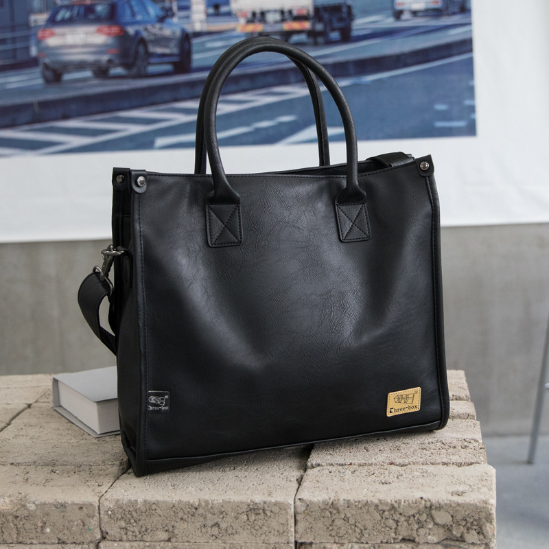 PU bőrből készült férfi messenger táska, vízszintes négyzet alakú, cipzáras záródás, kompatibilis 16 hüvelykes laptophoz, belső zsebek