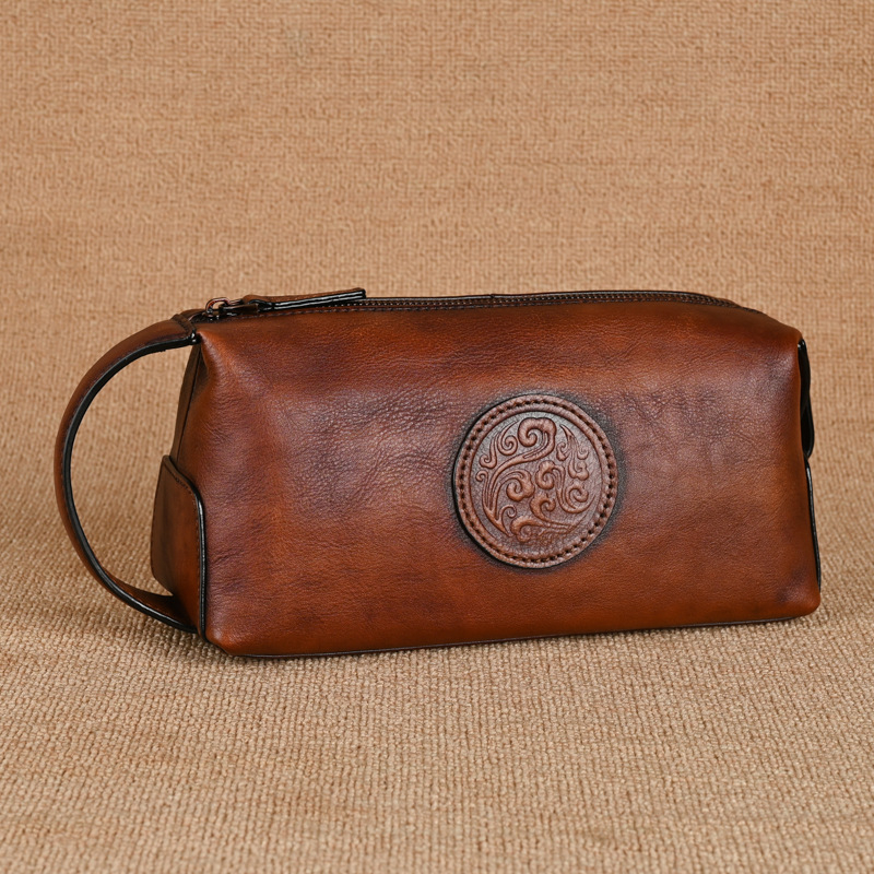 Muška crossbody torba - prave kože, prvi sloj teleće kože, retro završna obrada, jednobojni uzorak, podstava od poliester-bavlne